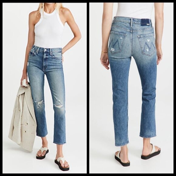 💕MOTHER SUPERIOR💕 High Waisted Rider Ankle Jeans ~ Far Beyond The Sky 28 NWOT - Picture 9 of 16